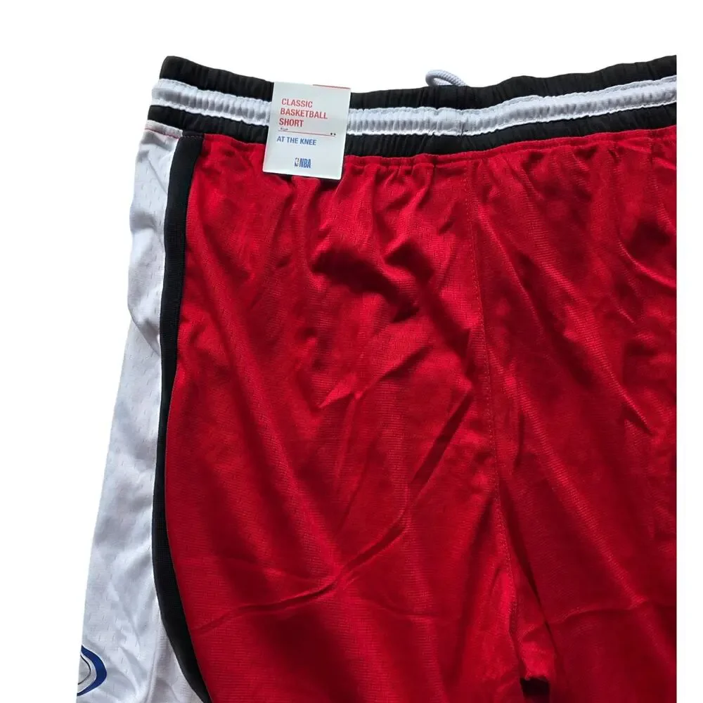 NBA Classic Basketball Shorts Red White Black Size L NWT Polyester
